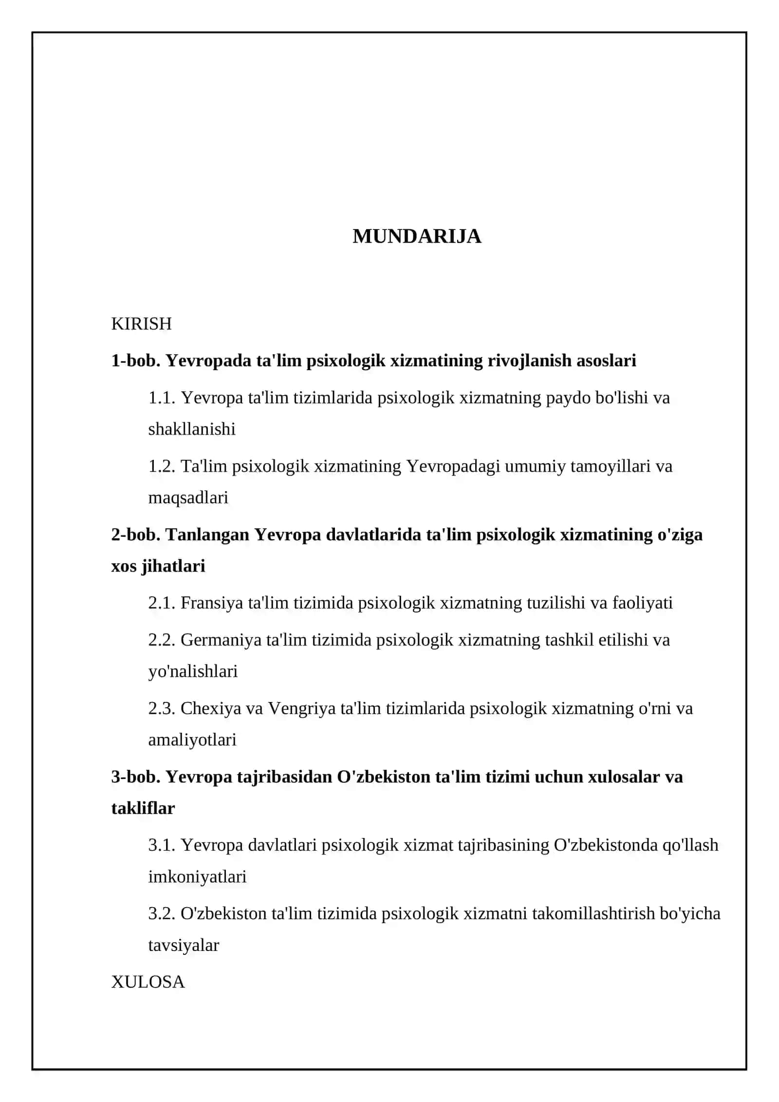 Yevropa ta'lim tizimida psixologik xizmatning yevropa tajribasi (Fransiya Germanya Chexiya Vengrys) 2
