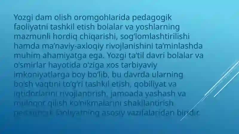 Yozgida Molish Oromgohlarida Pedagogik Faoliyatni Tashkilotish 2