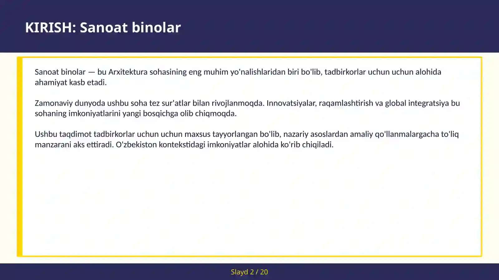 Sanoat binolar 2