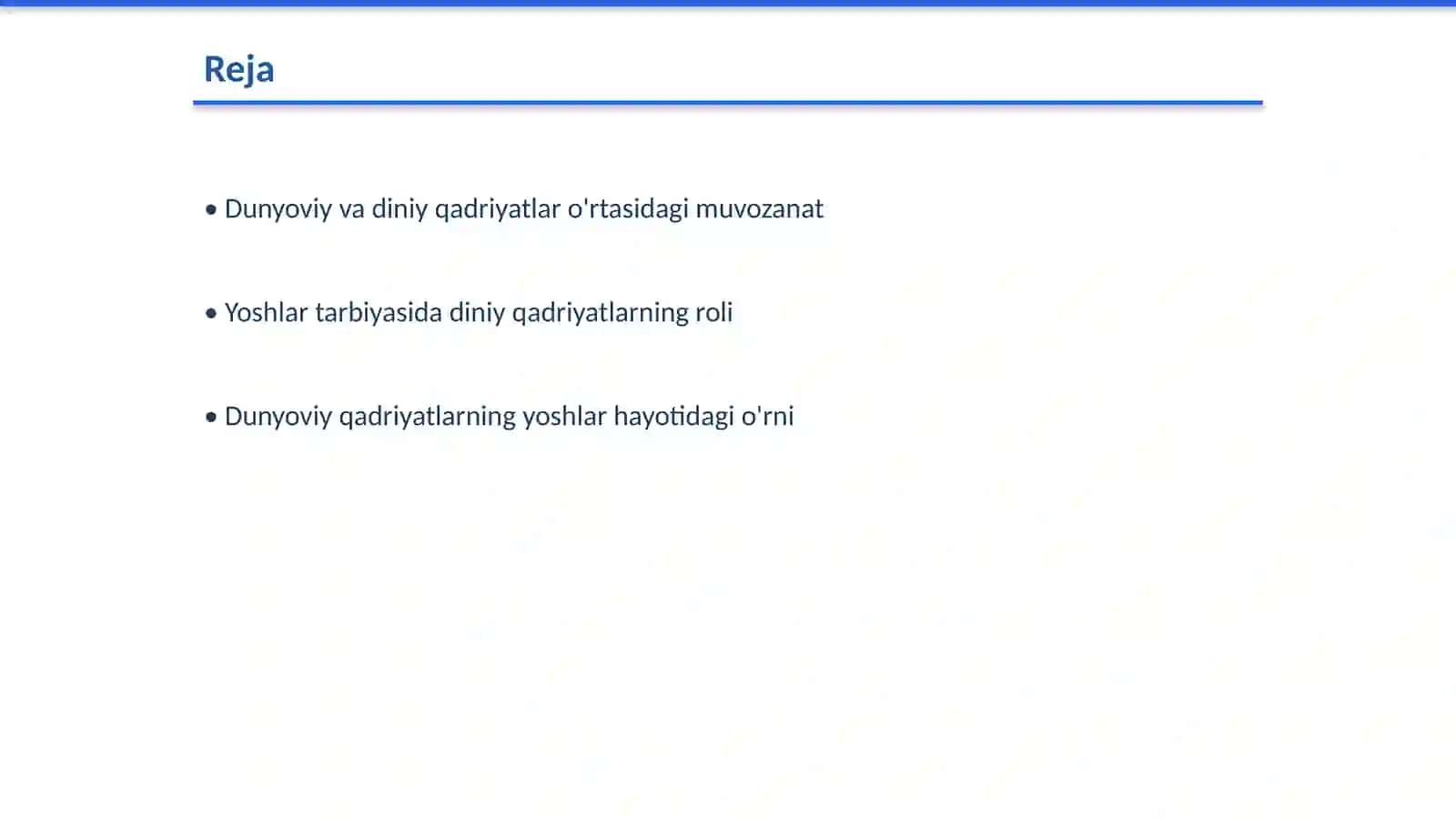 Dunyoviy va diniy qadriyatlar o'rtasidagi muvozanat 2