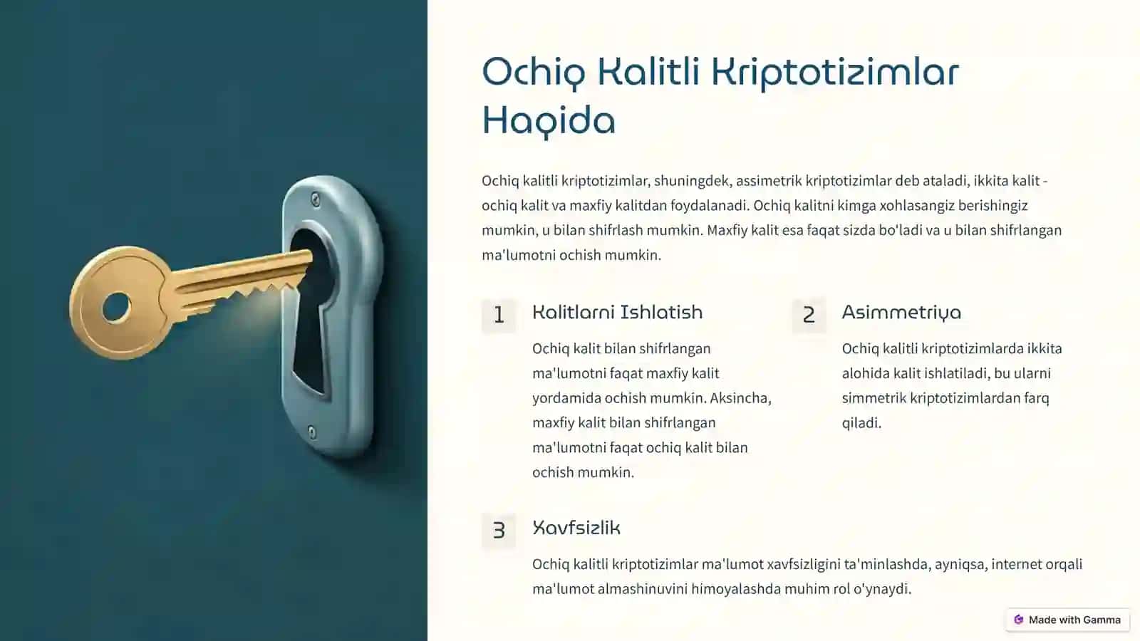 Ochiq Kalitli Kriptotizimlar 2