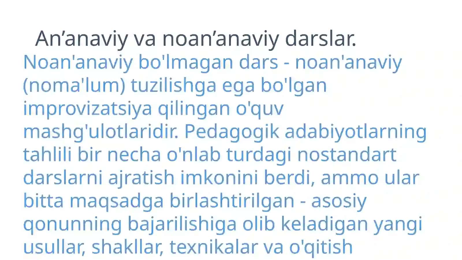An’anaviy va noan’anaviy darslar 2