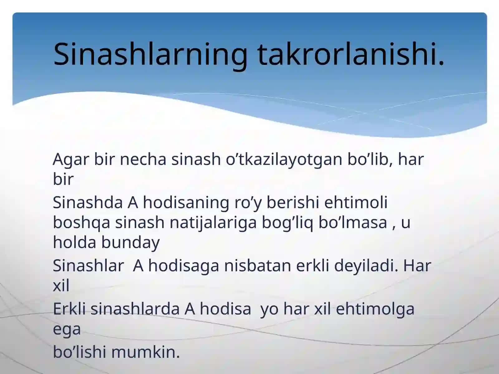 Sinashlarning takrorlanishi 2