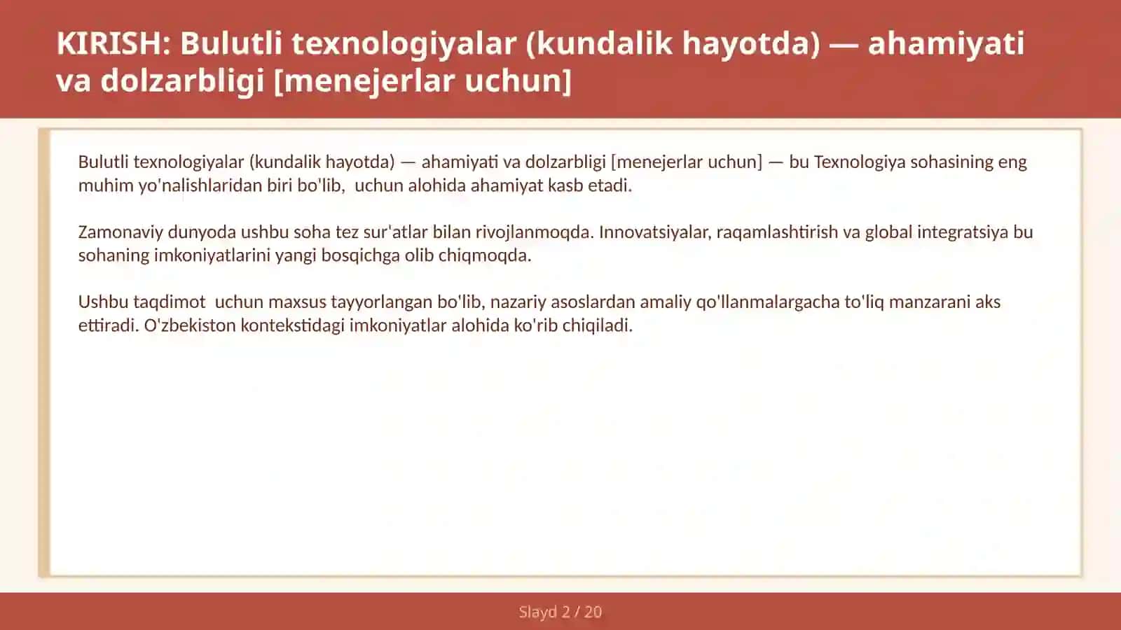 Bulutli texnologiyalar (kundalik hayotda) — ahamiyati va dolzarbligi [menejerlar uchun] 2