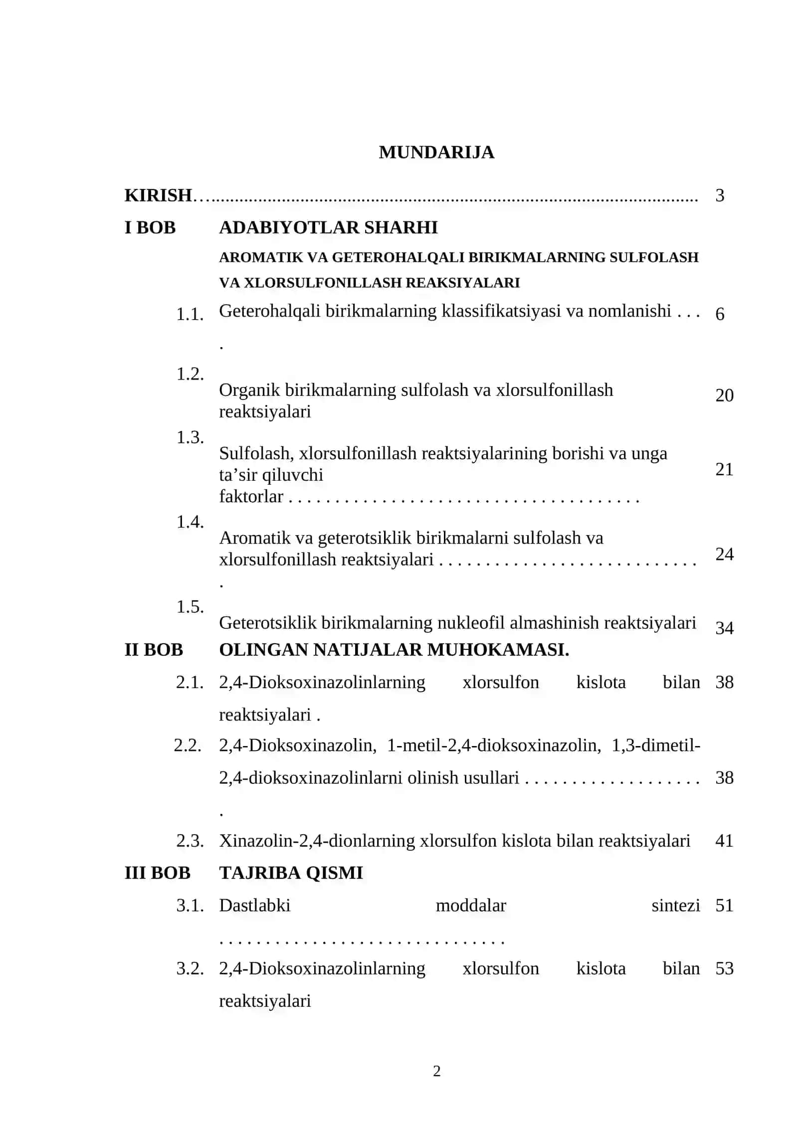 2,4-dioksoхinazоlinlarni хlоrsulfоn kislоtasi bilan reaksiyalarini o‘rganish 2