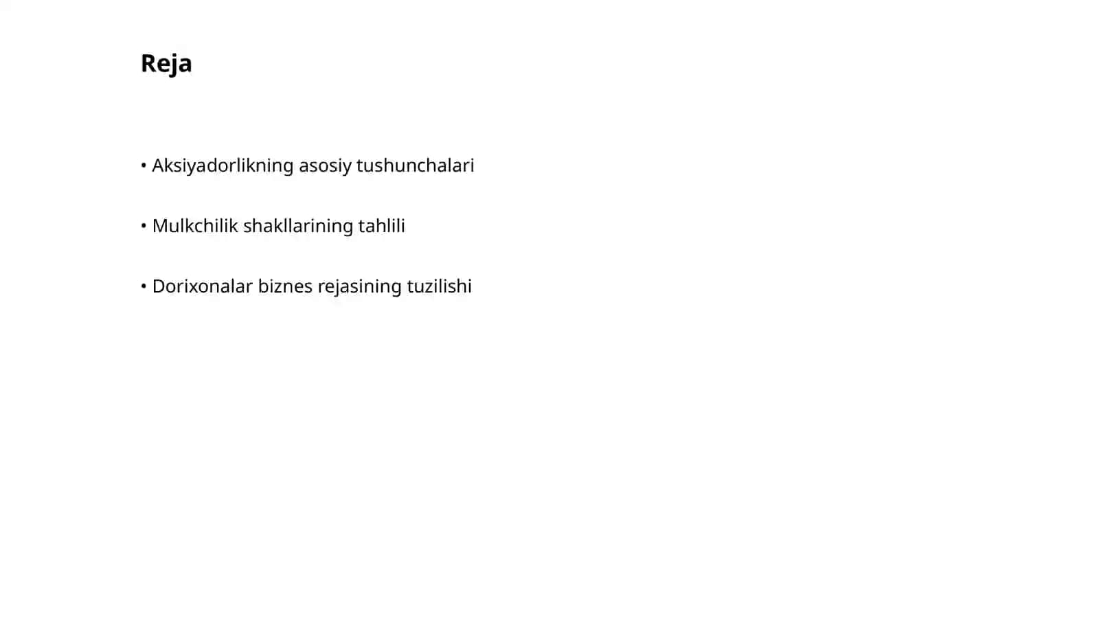 Dorixonalar biznes rejasini tuzish 2