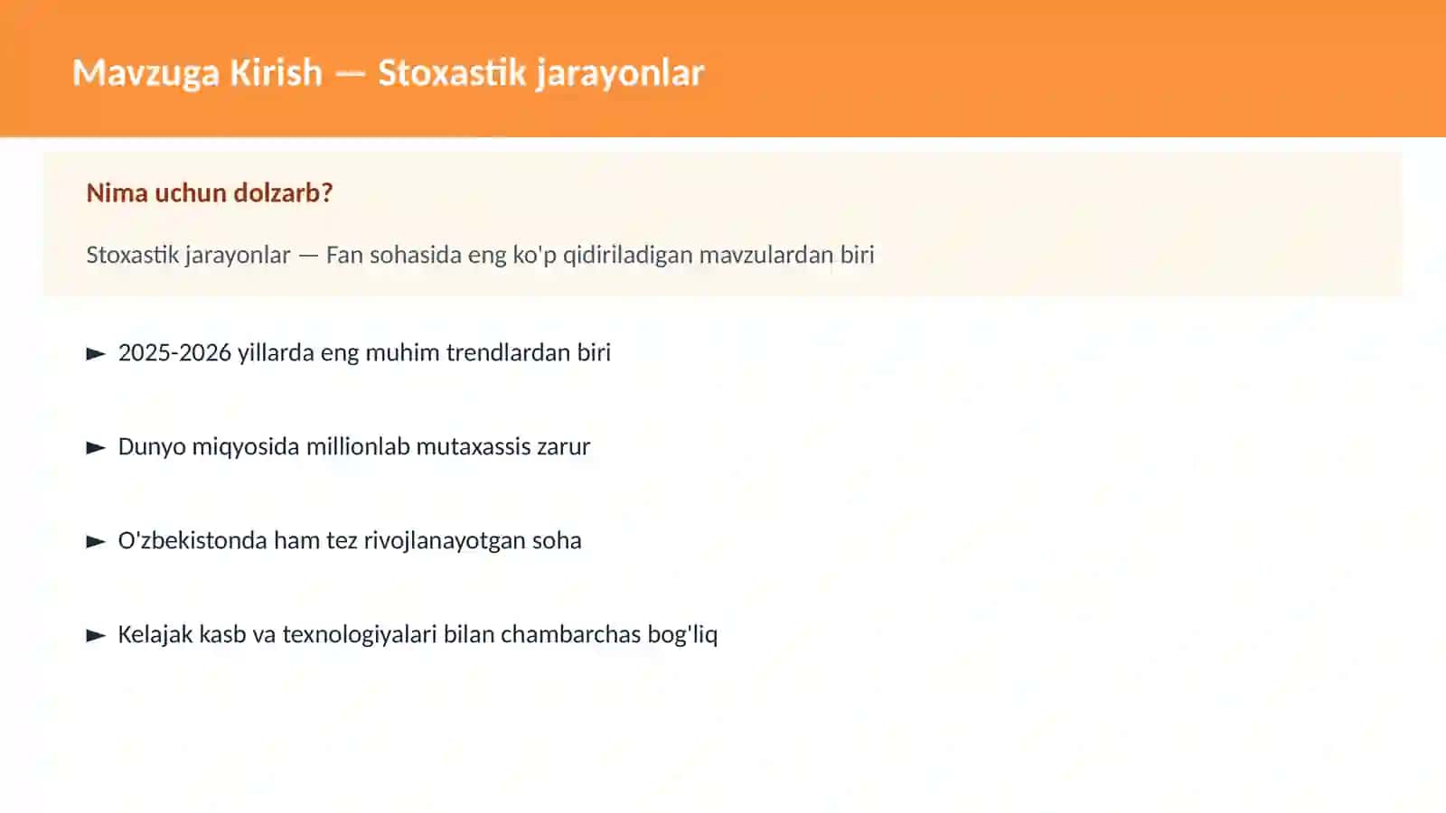 Stoxastik jarayonlar 2