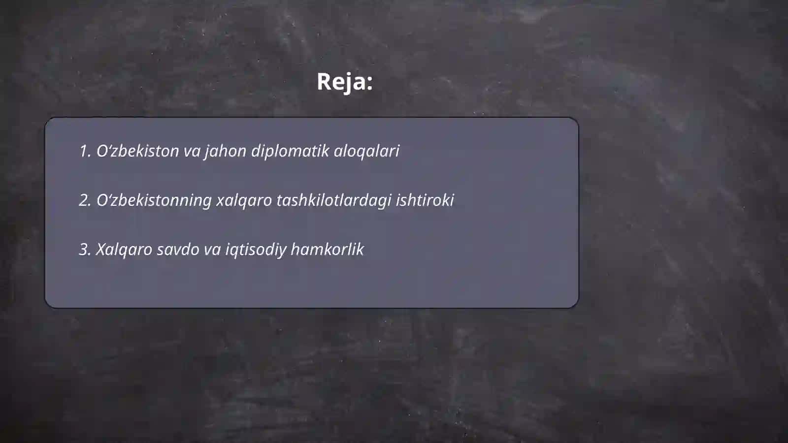 Oʻzbekiston va jahon hamjamiyati 2