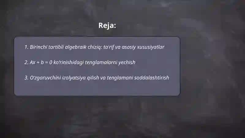 Birinchi tartibli algebraik chiziqlar 2