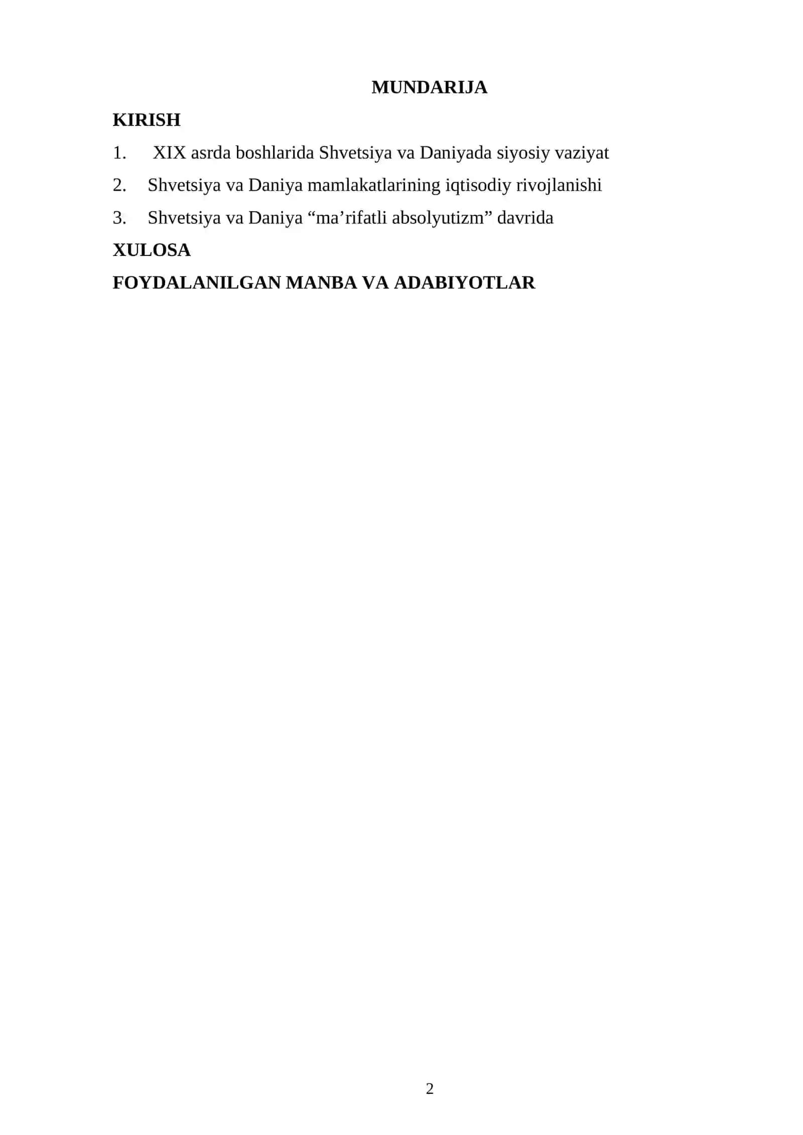 Sharq allomalari merosi fanidan “Shvetsiya va Daniya “ma’rifatli absolyutizm” davrida” 2