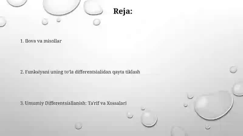 To'la differensiyallik sharti 2