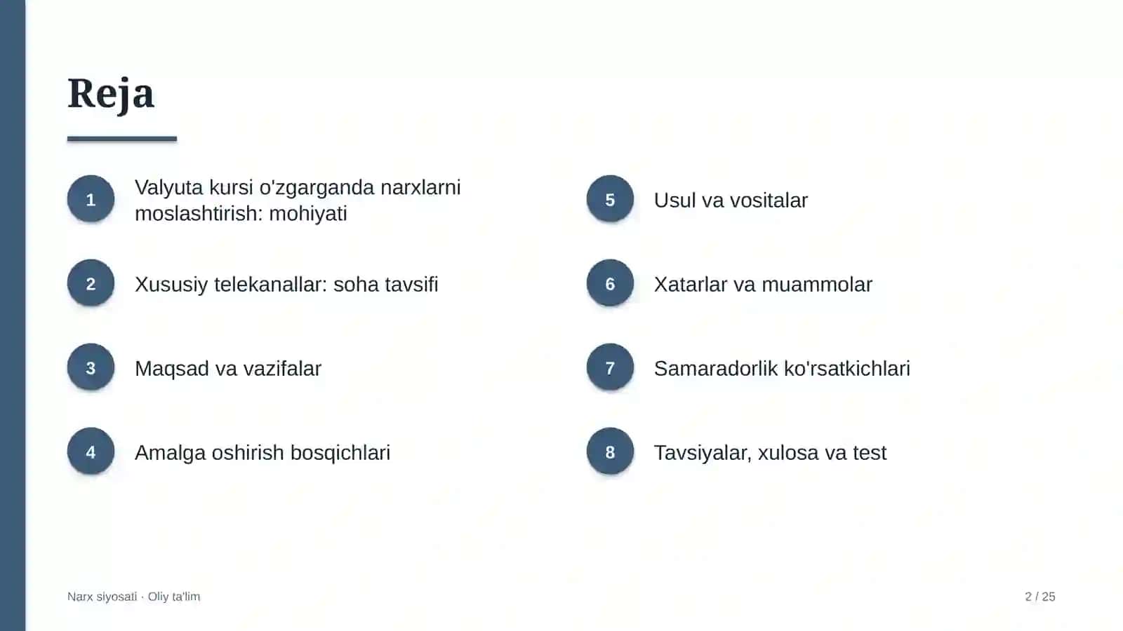 Xususiy telekanallarda valyuta kursi o'zgarganda narxlarni moslashtirish 2