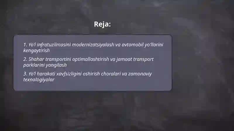 Òzbekiston avtomobil transportining rivojlanish istiqbollari 2