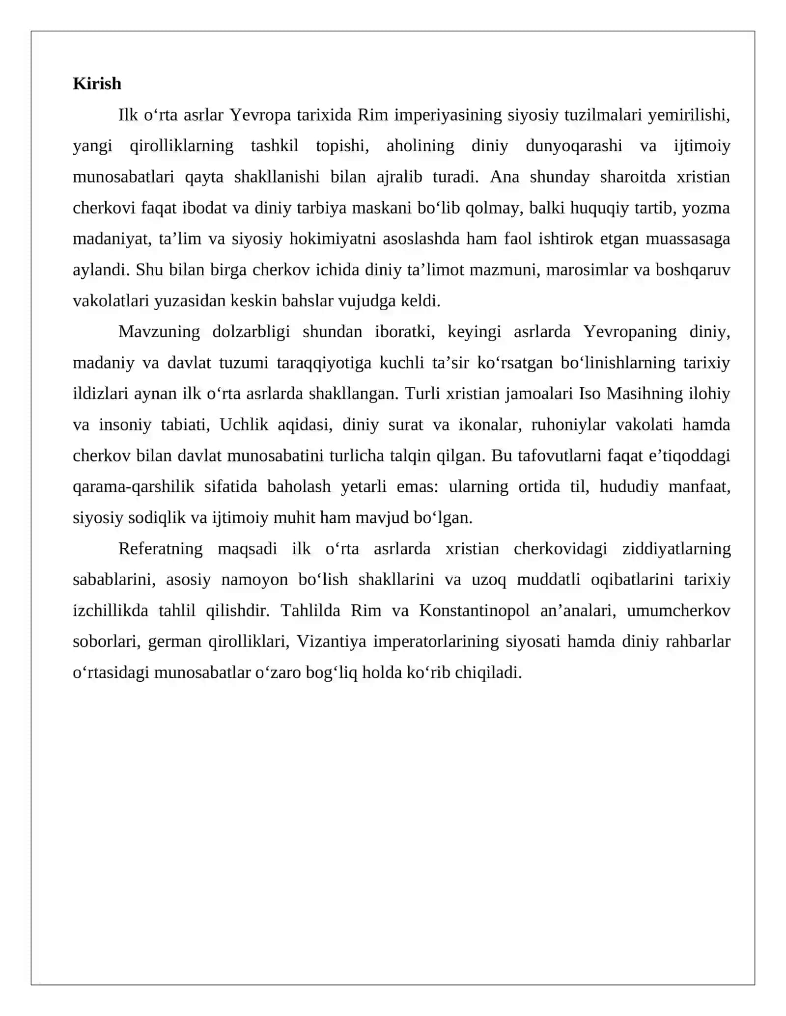 Ilk o‘rta asrlarda xristiyan cherkovidagi ziddiyatlar 2