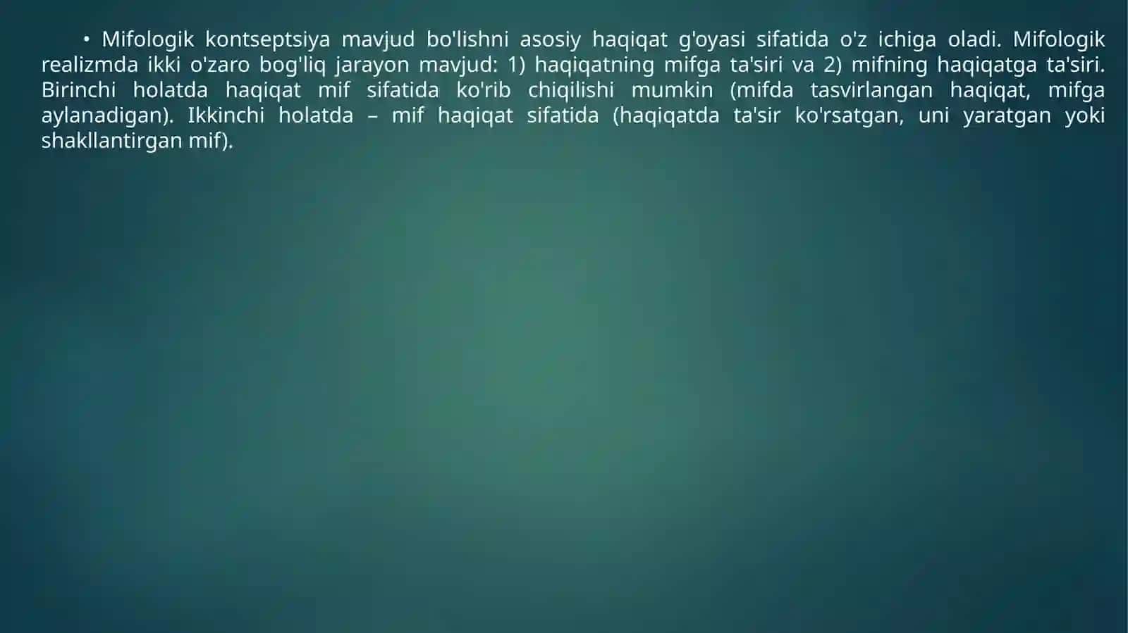 Adabiyotshunoslik - Adabiyotda miforealizm yo'nalishi 2