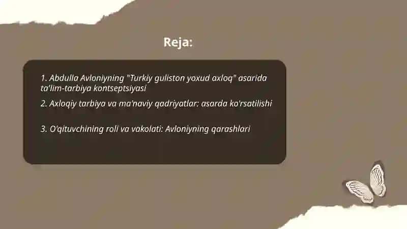 "Turkiy guliston yoxud axloq "asarida taʼlim tarbiya masalasining yoritilishi 2