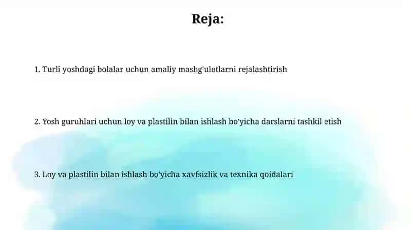 Loy va plastilin bilan ishlash bo'yicha xavfsizlik va texnika qoidalari 2