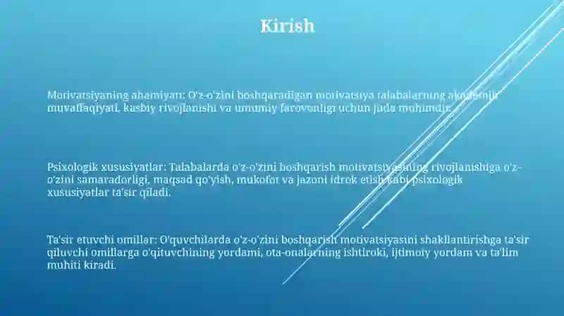 Talabalarda O'Zini Idora Qilish Motvatsiyasi Shakllanishining Psixologik Xususiyatlari 2