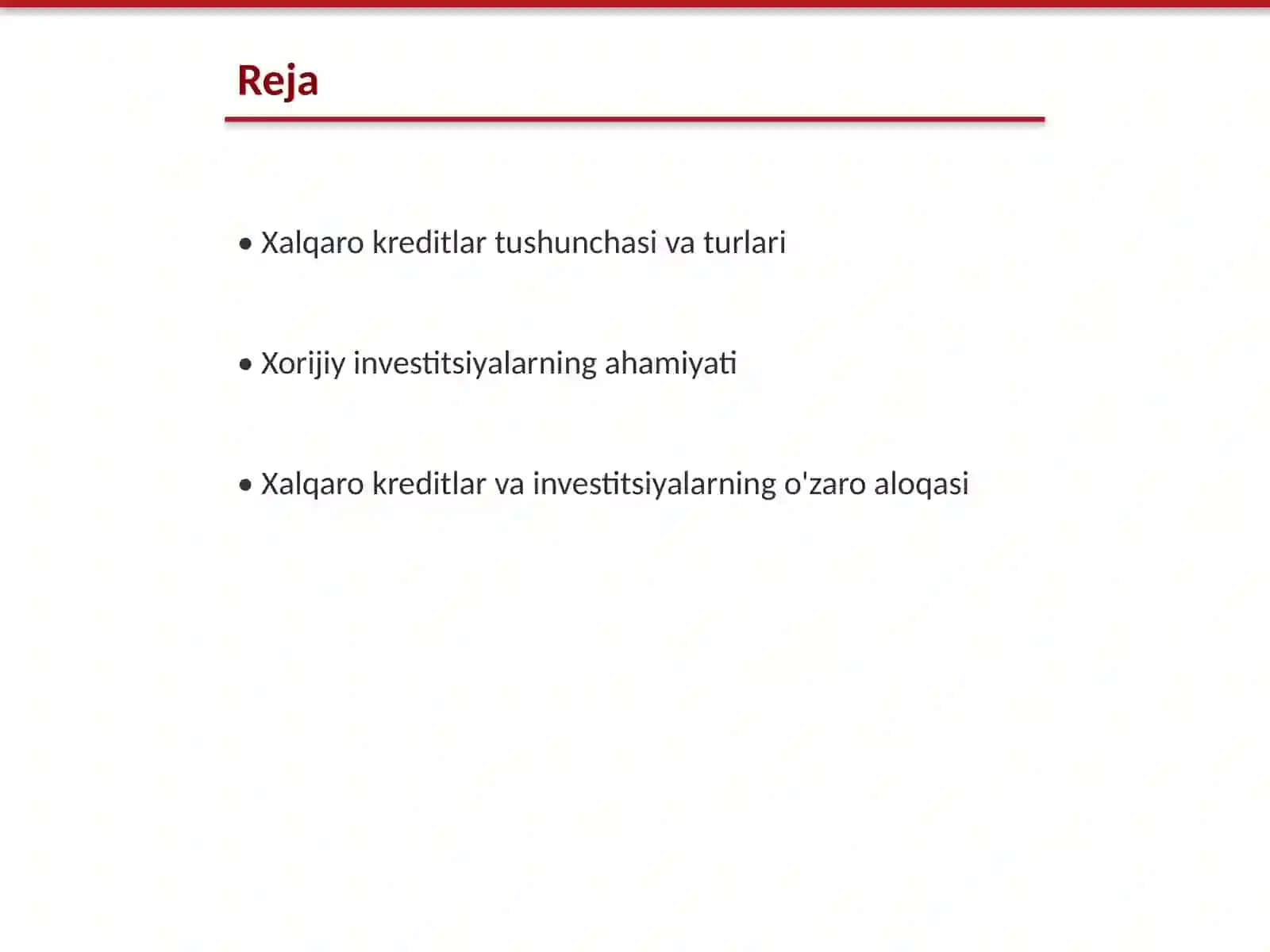 Xalqaro kreditlar va xorijiy investitsiyalar 2