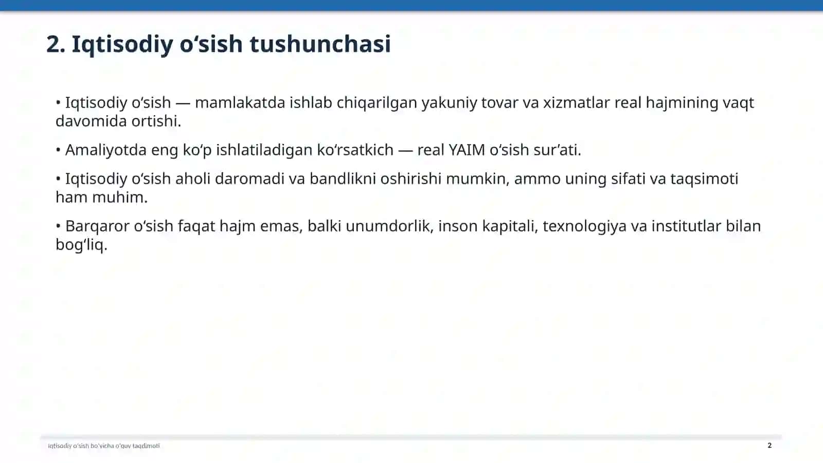 OʻZBEKISTON VA JAHON MAMLAKATLARIDA IQTISODIY OʻSISH 2