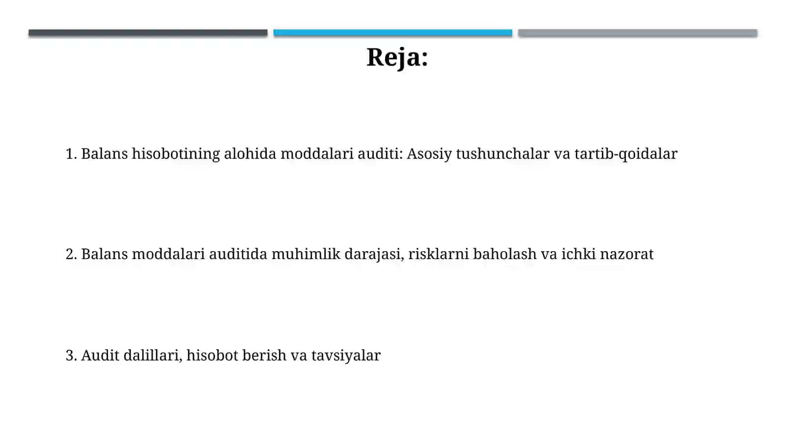 Balansning Alohida Moddari Auditi 2