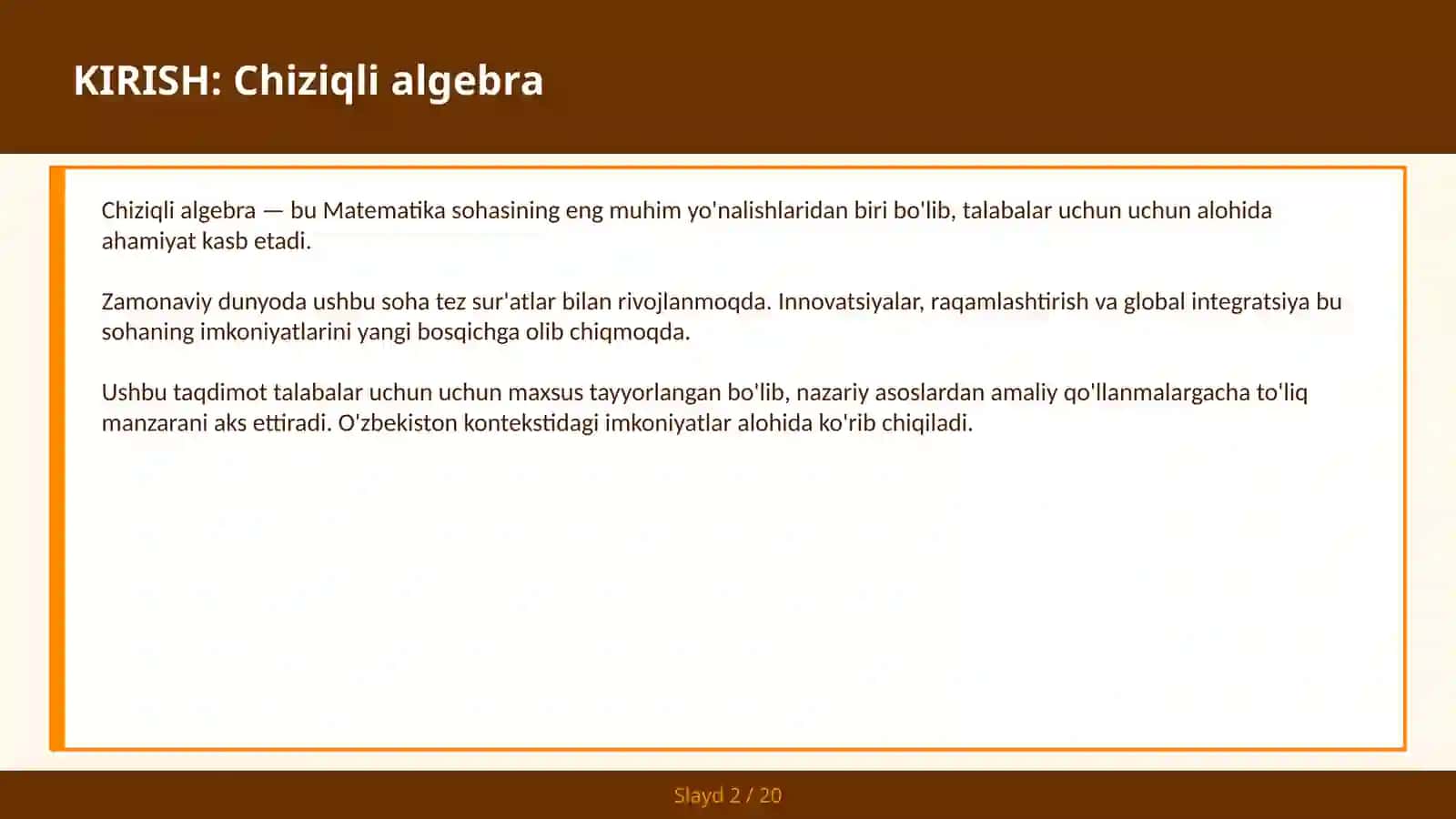 Chiziqli algebra 2