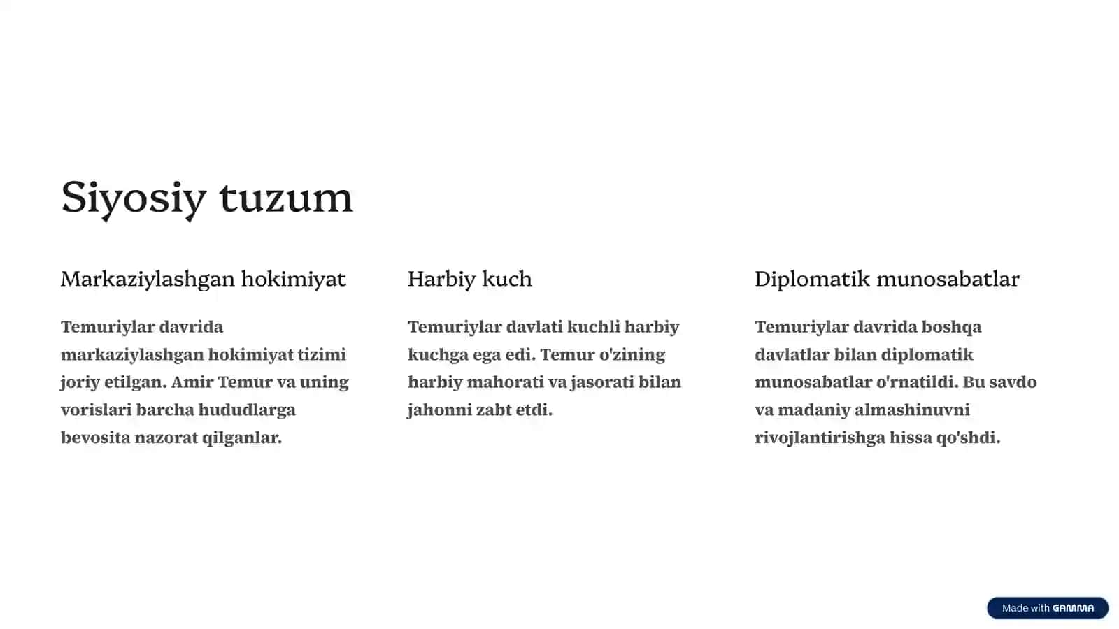 Temuriylar davrida siyosiy, ijtimoiy va iqtisodiy hayot mavzusida tayyor taqdimot 2