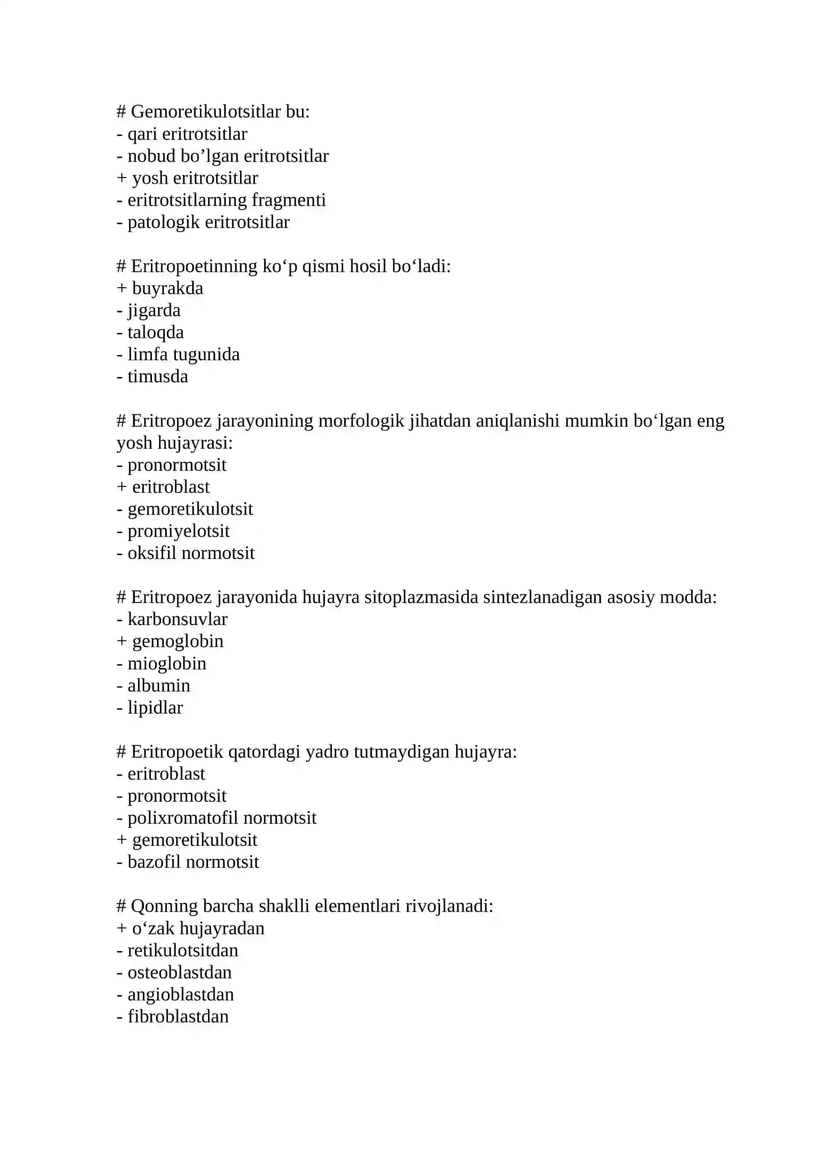 Eritrotsitopoez va granulotsitopoez jarayonlari 2