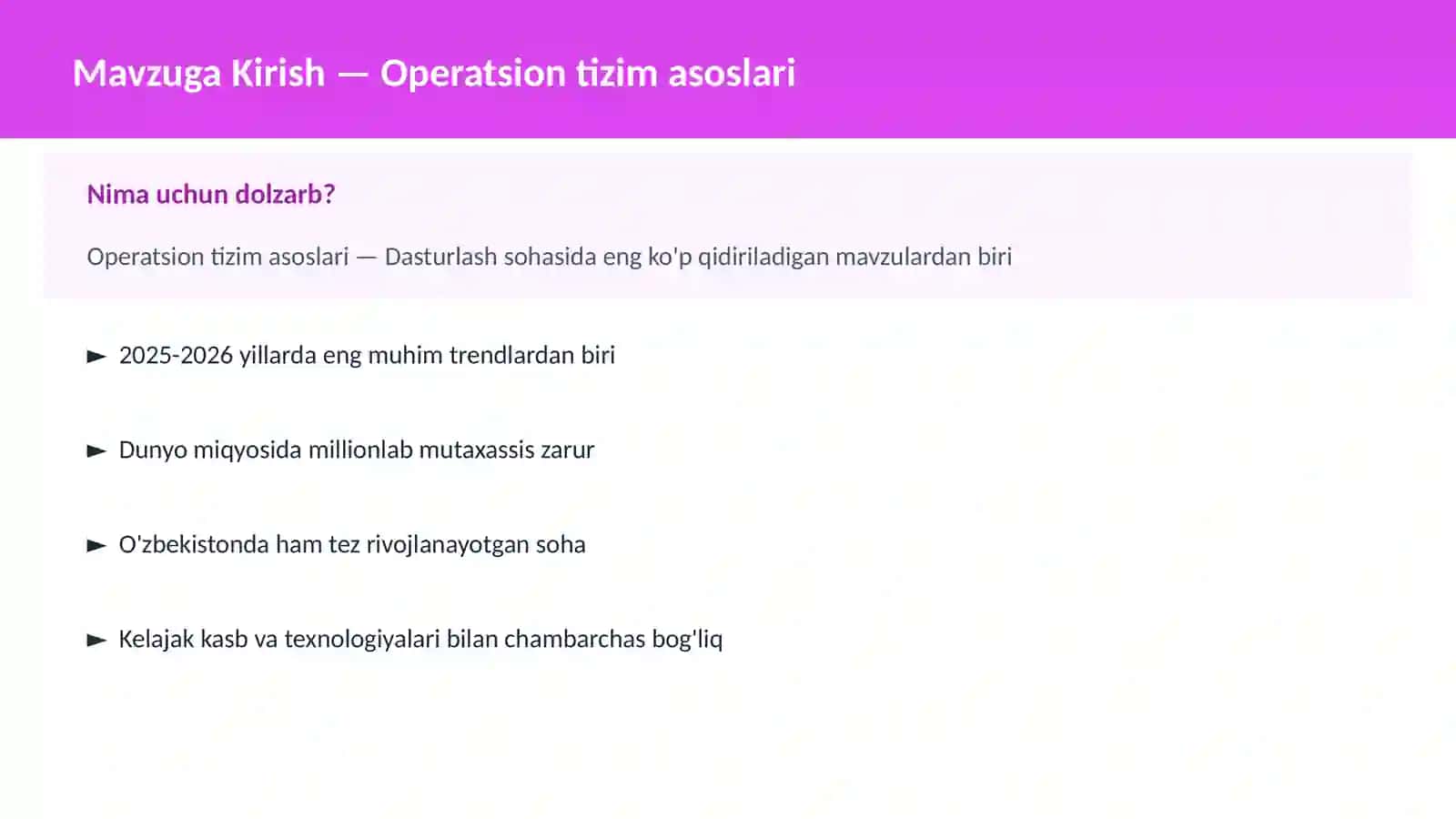 Operatsion tizim asoslari 2