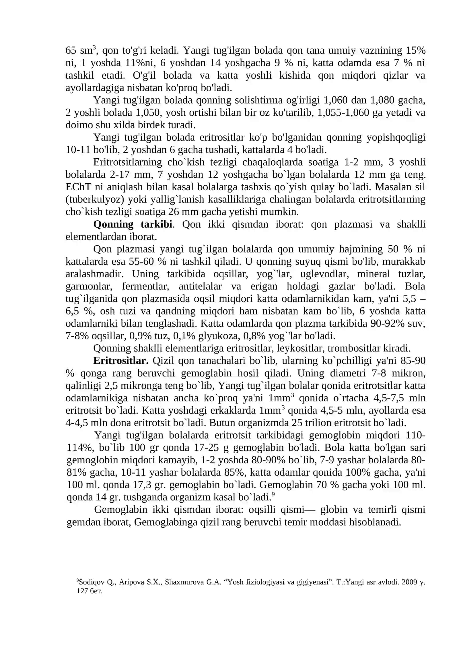 7-Ma’ruza. Qon va qon aylanish tizimining yosh xususiyatlari va gigiyenasi 2
