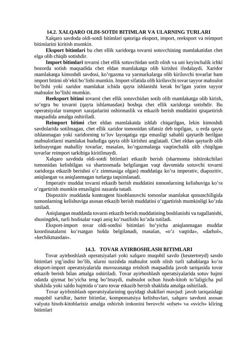 Xalqaro savdo bitimlari 2