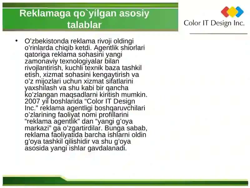 Reklama buchetini taqsimlash bo'yicha reja tayyorlash 2