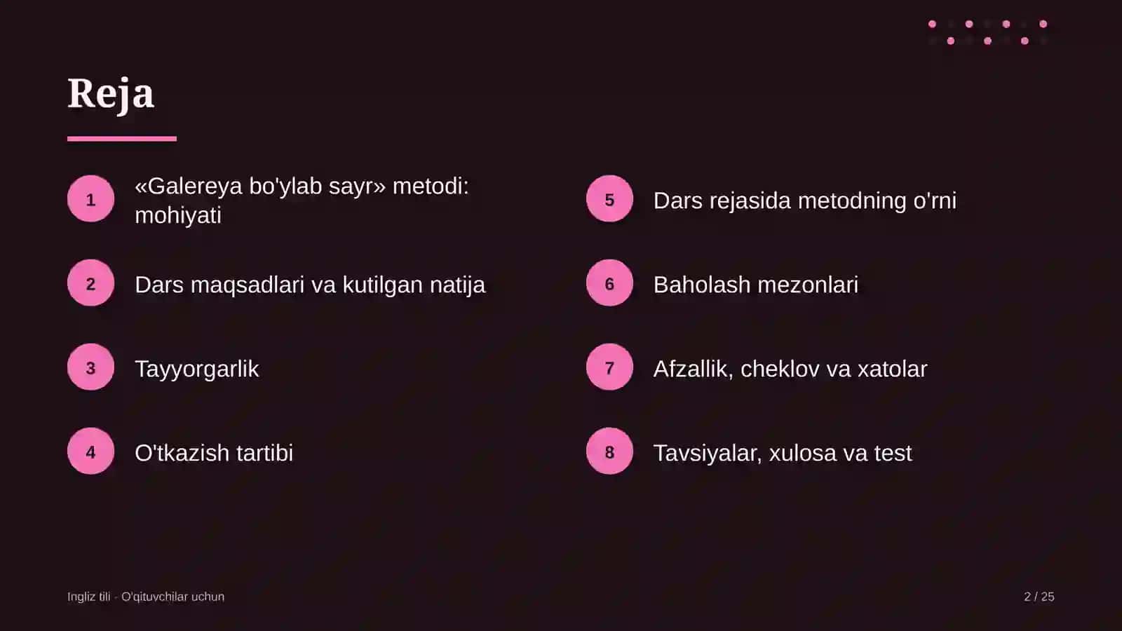 ingliz tili darslarida galereya bo'ylab sayr metodidan foydalanish 2224 2