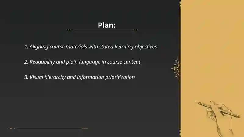 Evaluating course materials and analyzing layout and design 2