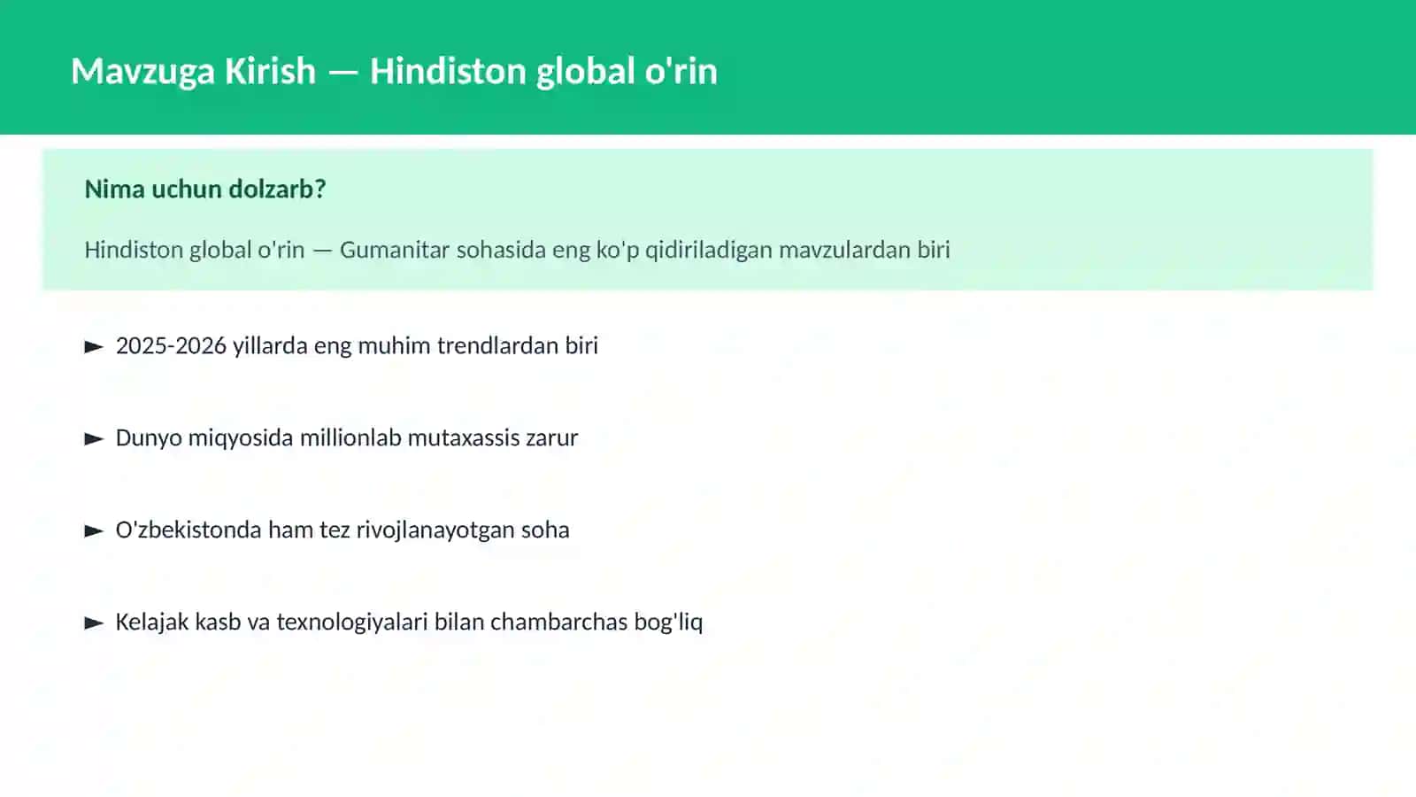 Hindiston global o'rin 2