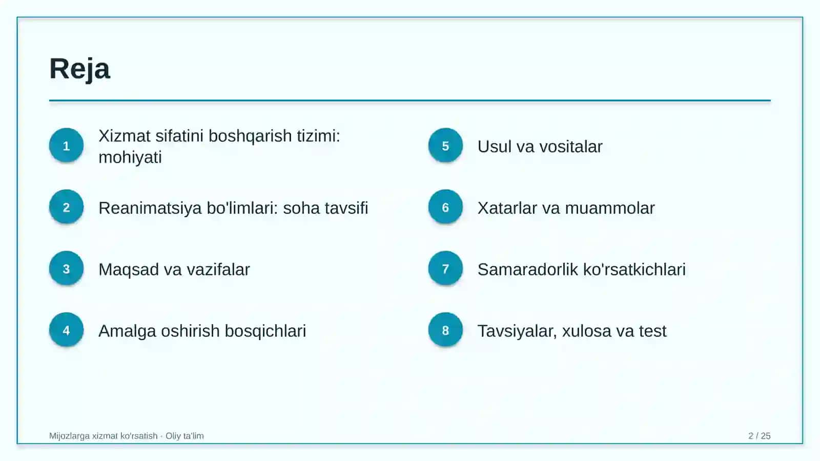 reanimatsiya bo'limlarida xizmat sifatini boshqarish tizimi 9023 2