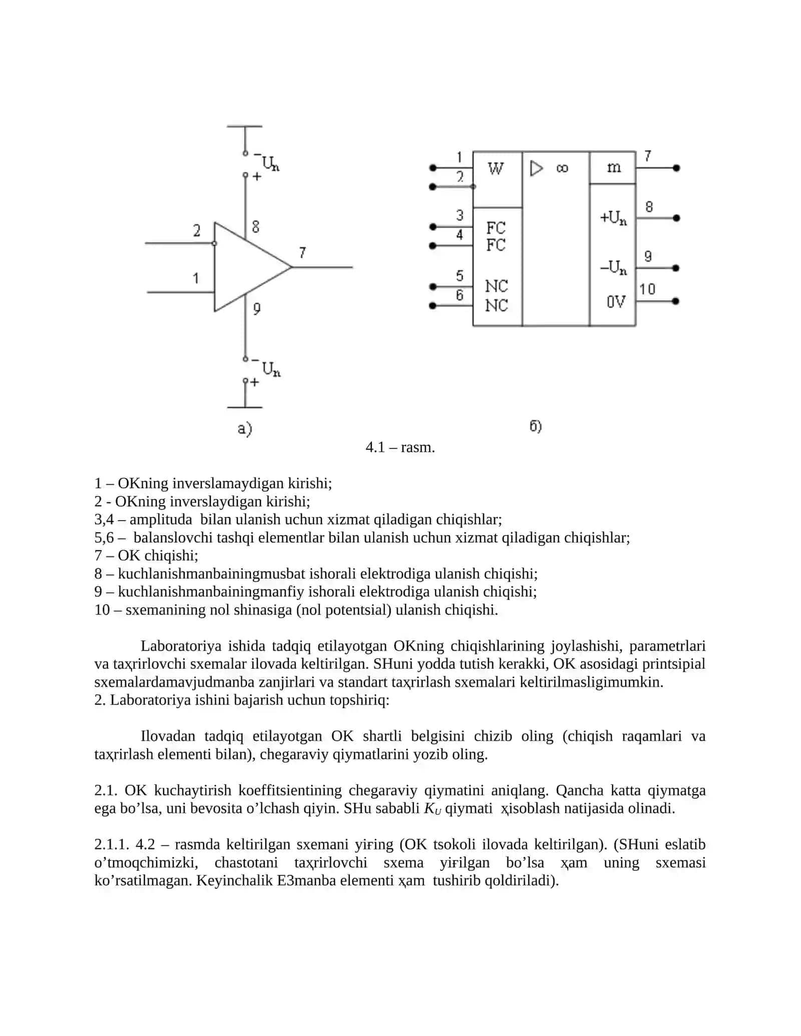 Operatsion kuchaytirgich parametrlarini tadqiq etish 2