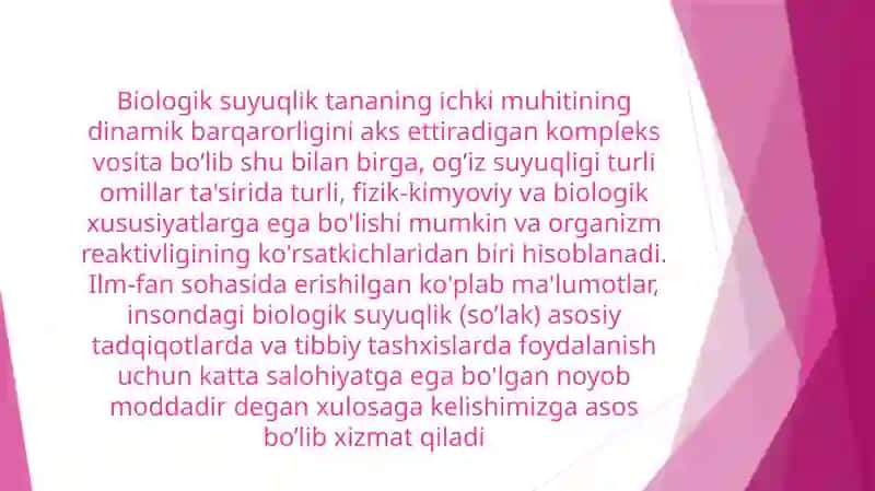 Organizmning biologik suyuqliklari elektrolit va noelektrolit eritmalar sifatida 2