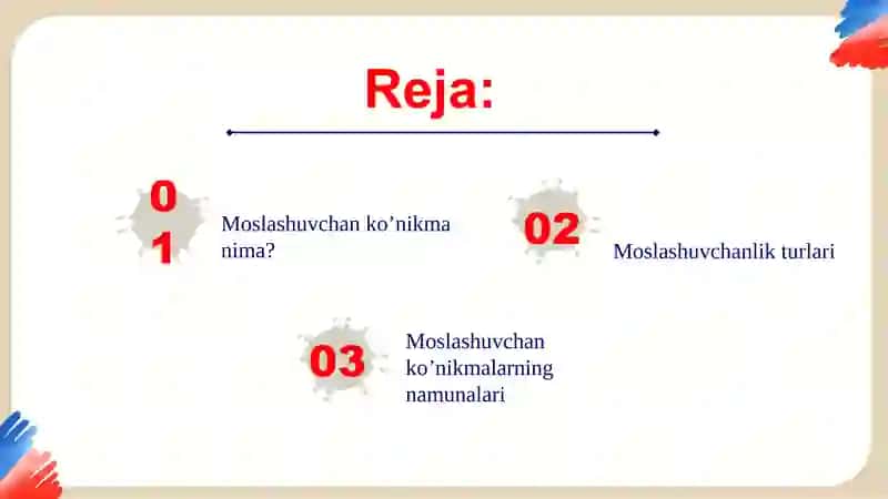 Moslashuvchan ko’nikma 2