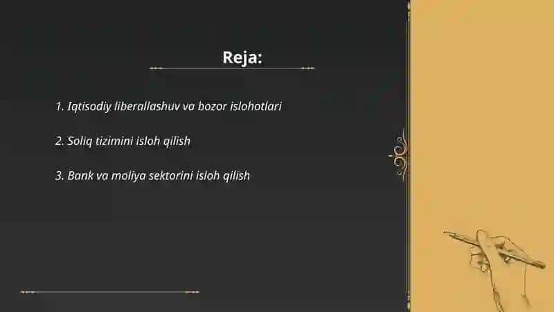Raxbarligi va tashabbusi ostida oshiraloyotgan islohatlar 2
