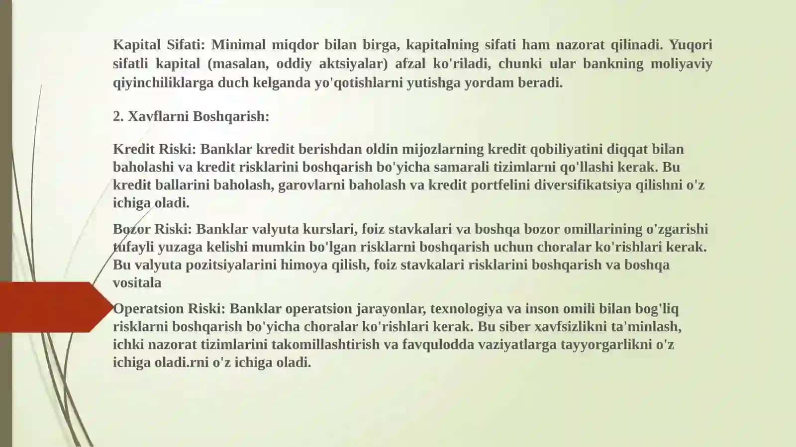 Tijoratbanklarinimarkaziybanktomonidanqo'yilganme'yorlarinibajarishi 2