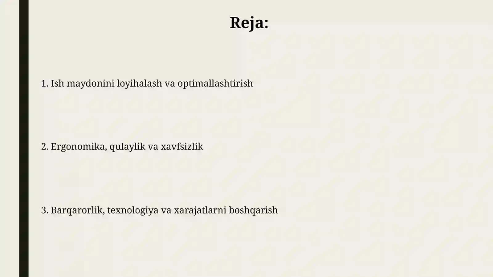 Ishmaydoni va faoliyat zonalari optimallashtirish 2