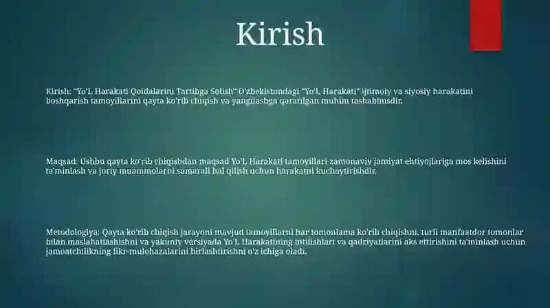 Yo'L Harakati Qoidalarini Tartibga Solish 2