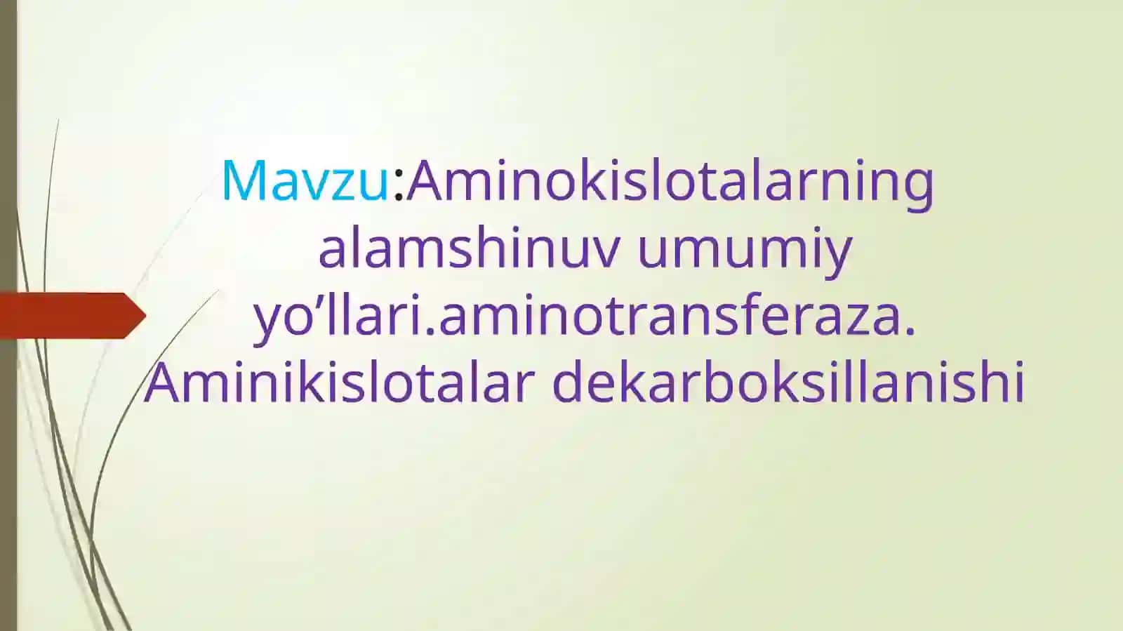 Niymatova Sayyoraning biokimyo fanidan tayyorlagan Mustaqilishi 2