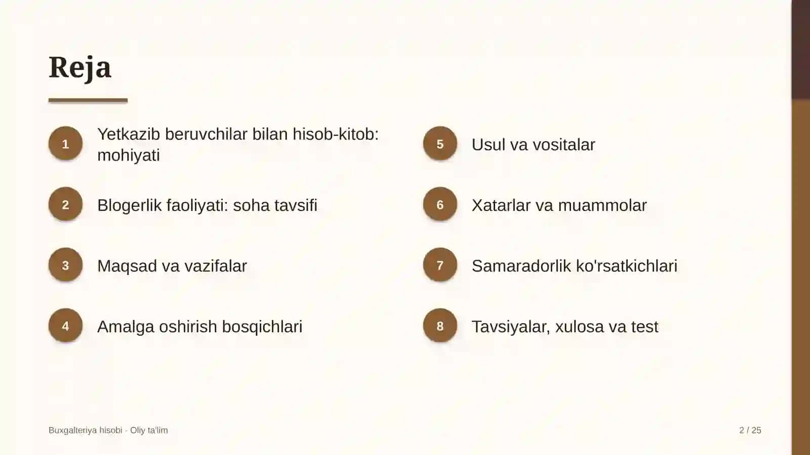 Blogerlik faoliyatida mol yetkazib beruvchilar bilan hisob-kitoblar hisobi 2