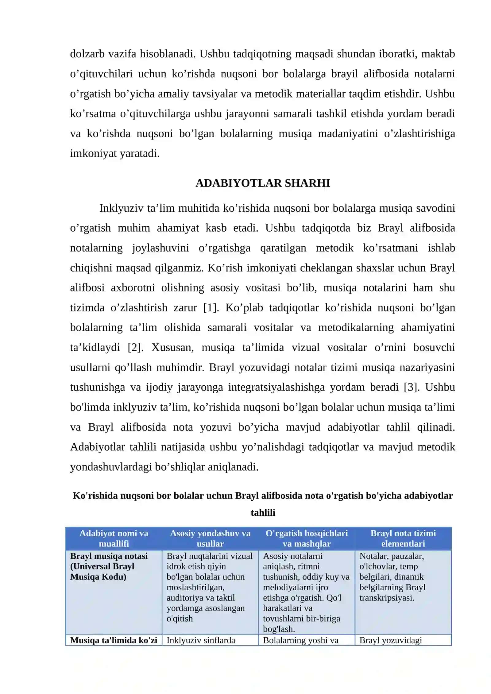 INKLYUZIV TA’LIM BO’YICHA MAKTAB O’QITUVCHILAR UCHUN MO’LJALLANGAN METODIK KO'RSATMA KO’RISHIDA NUQSONI BOR BOLALAR UCHUN BRAYIL ALIFBOSIDA NOTALAR JOYLASHUVINI O’RGATISH 2