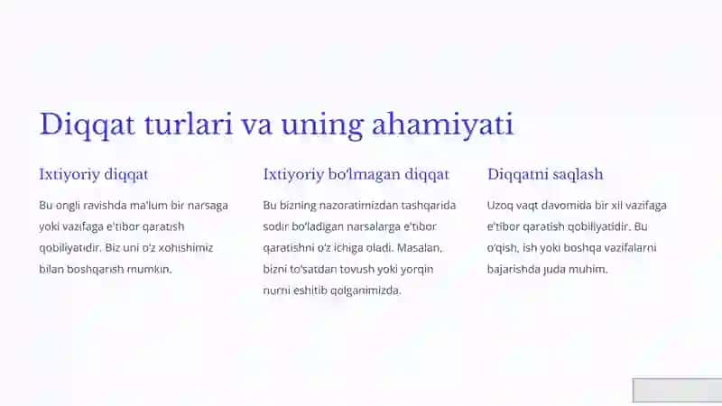Diqqatning kuchuvchanligini oʻrganish 2