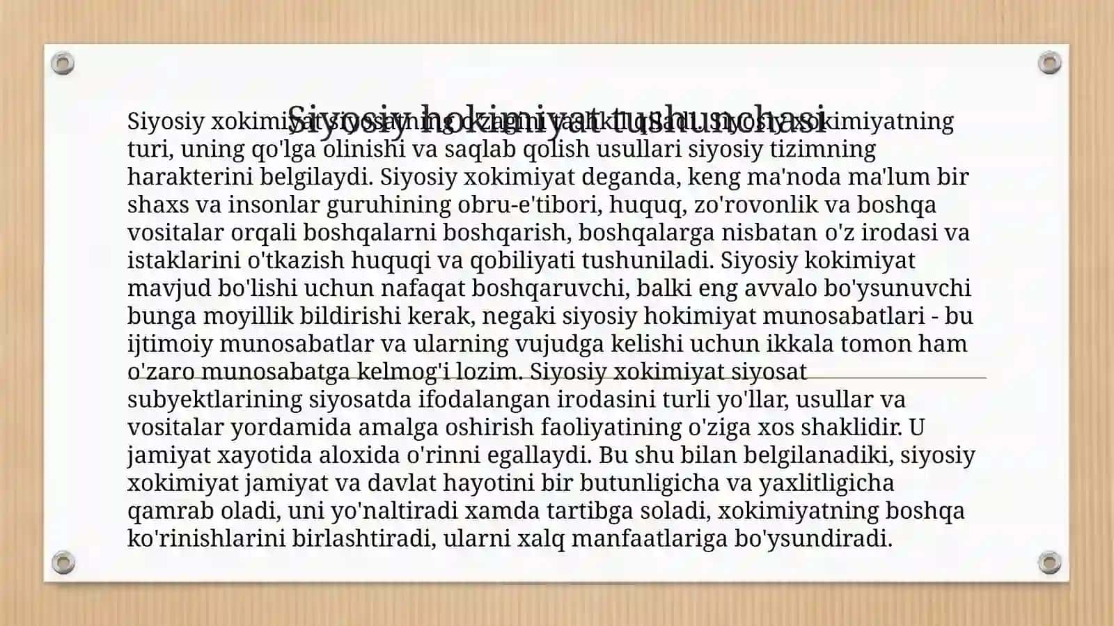Siyosiy hokimiyatning obyekti,subyekti va vazifalari 2