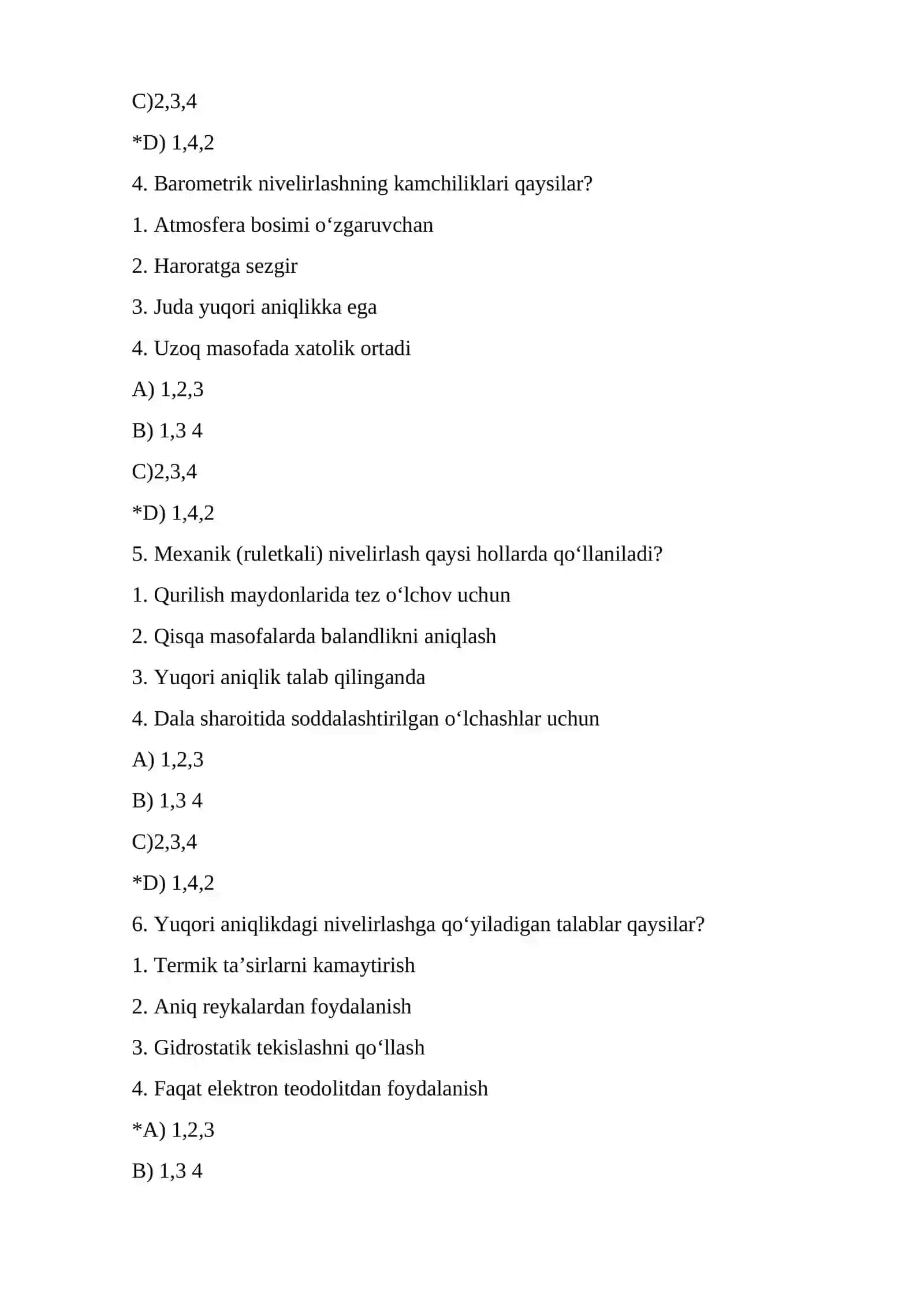 MAVZU: TOPOGRAFIYADA QO’LLANILADIGAN KORDINATALAR VA BALANDLIKLAR ISTEMASI.  MUAMMOLI SAVOLLAR: 2