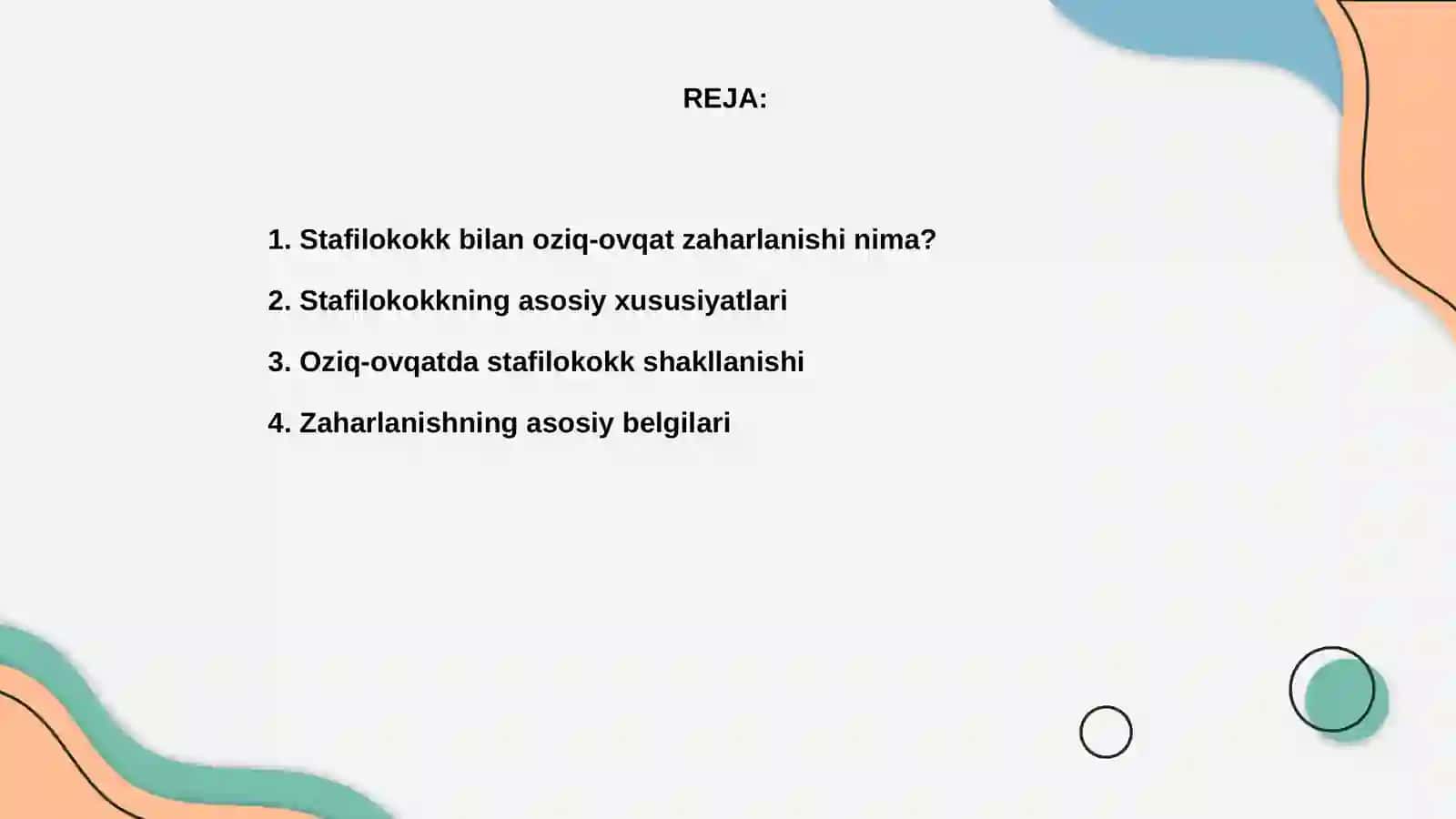 Stafilokokk bilan oziq-ovqat mahsulotlarini zaharlanishi 2